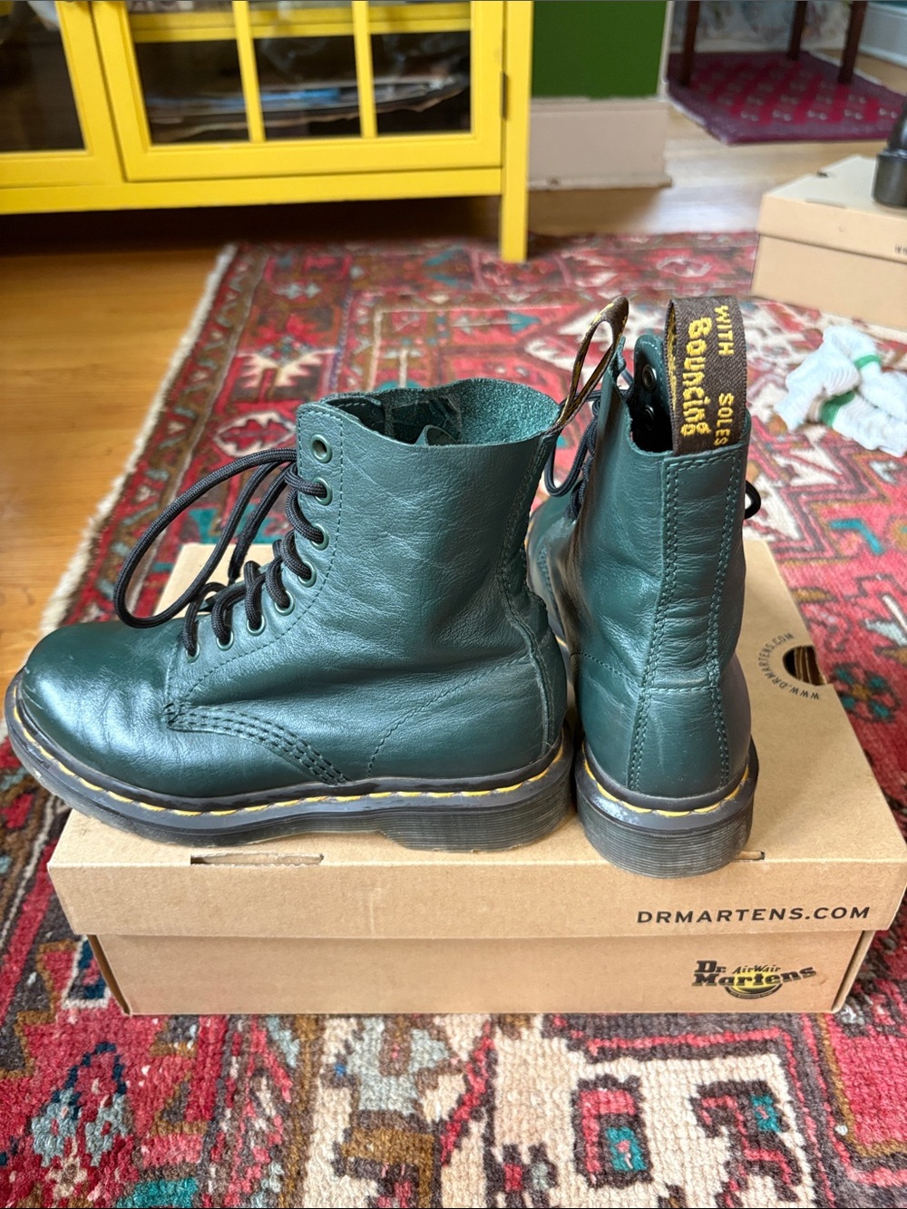 Dr. Martens Dark Green 8-Eye Leather Combat Boots
